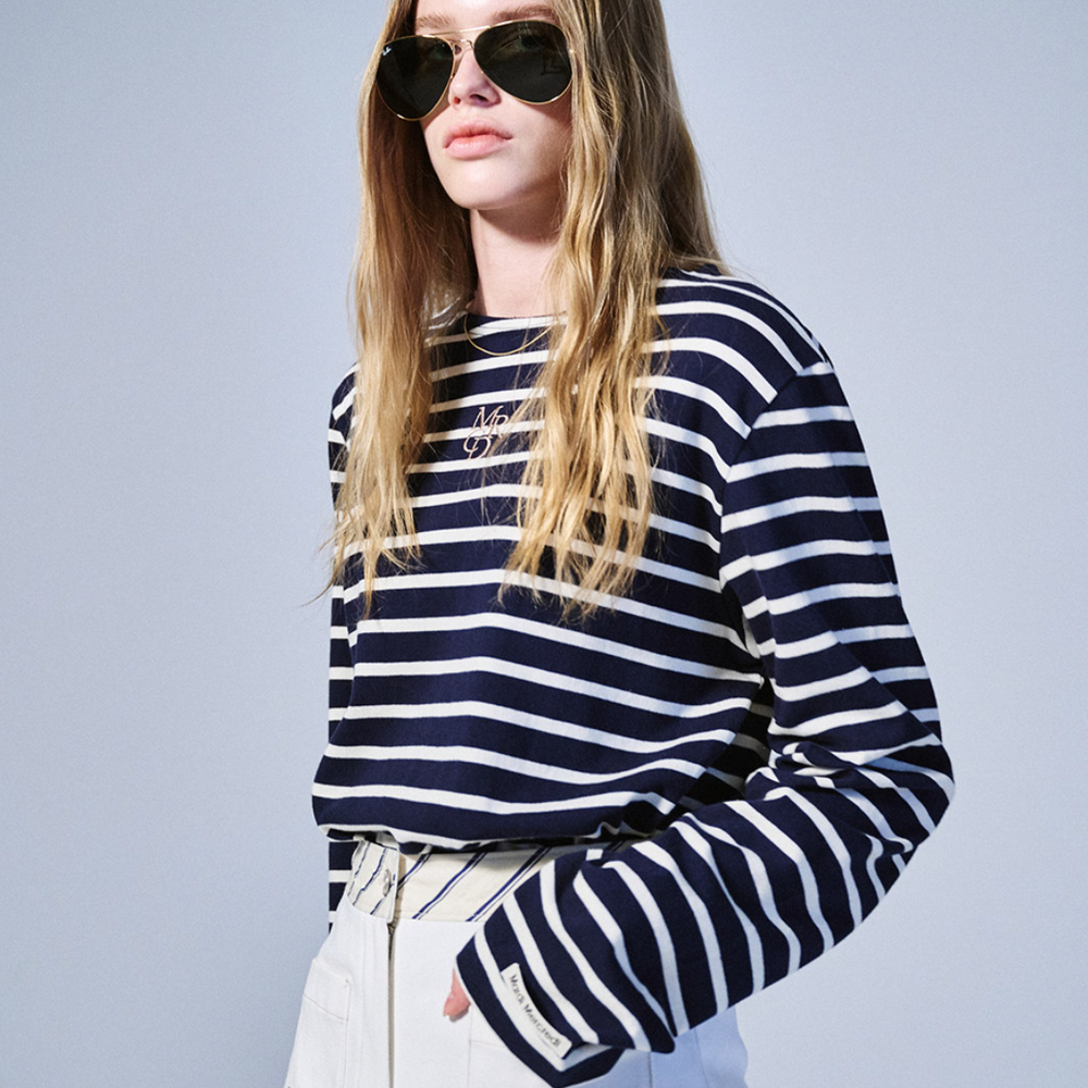 MARDI TSHIRT LONG SLEEVE STRIPE MRCD_NAVY TAUPE