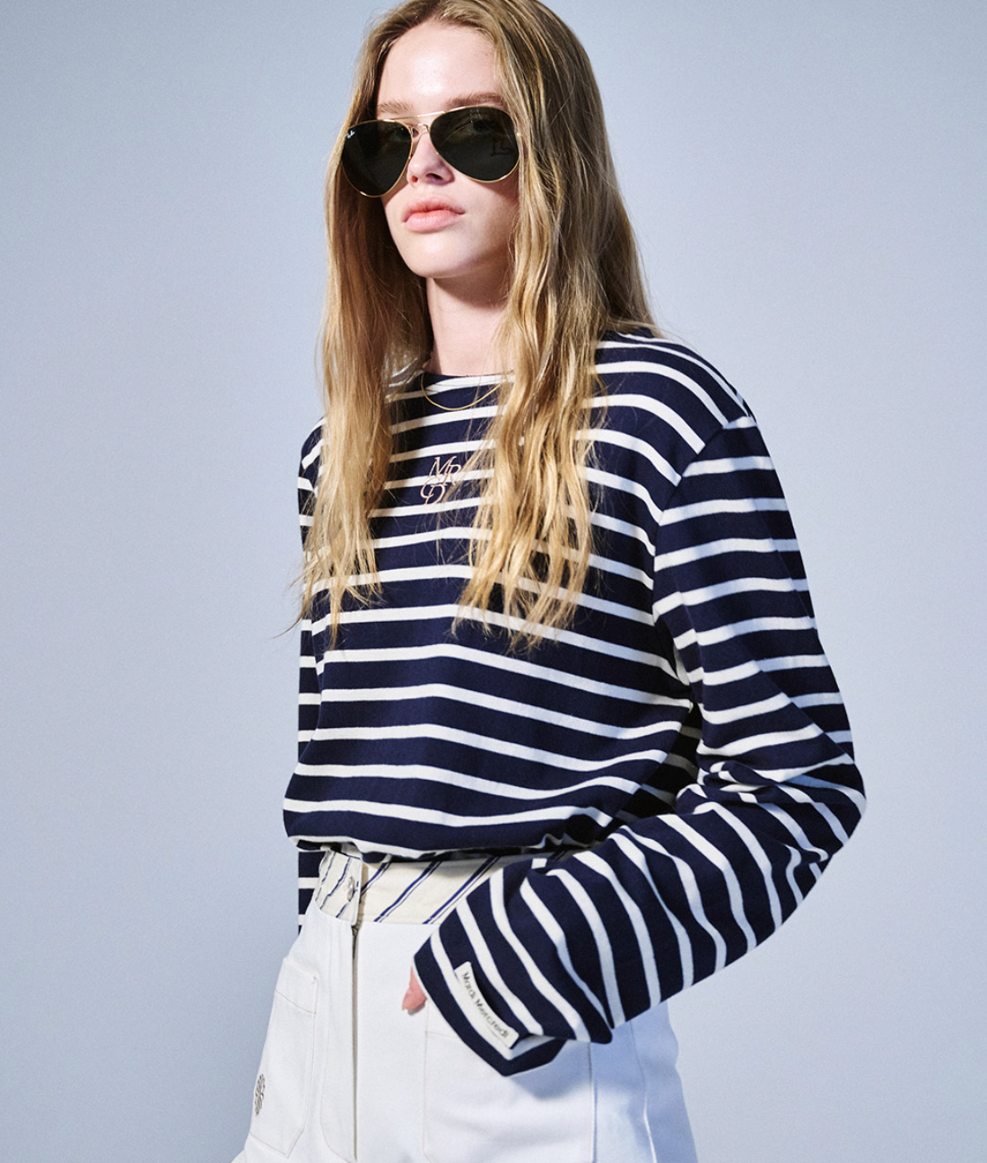 MARDI TSHIRT LONG SLEEVE STRIPE MRCD_NAVY TAUPE