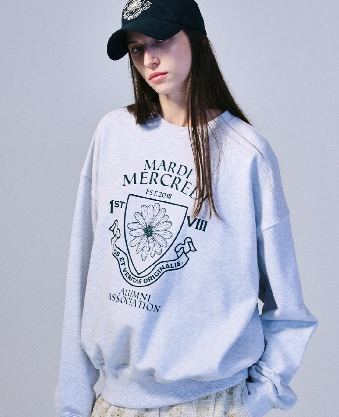 MARDI SWEATSHIRT ALUMNI EMBLEM_HEATHER DEEPGREEN