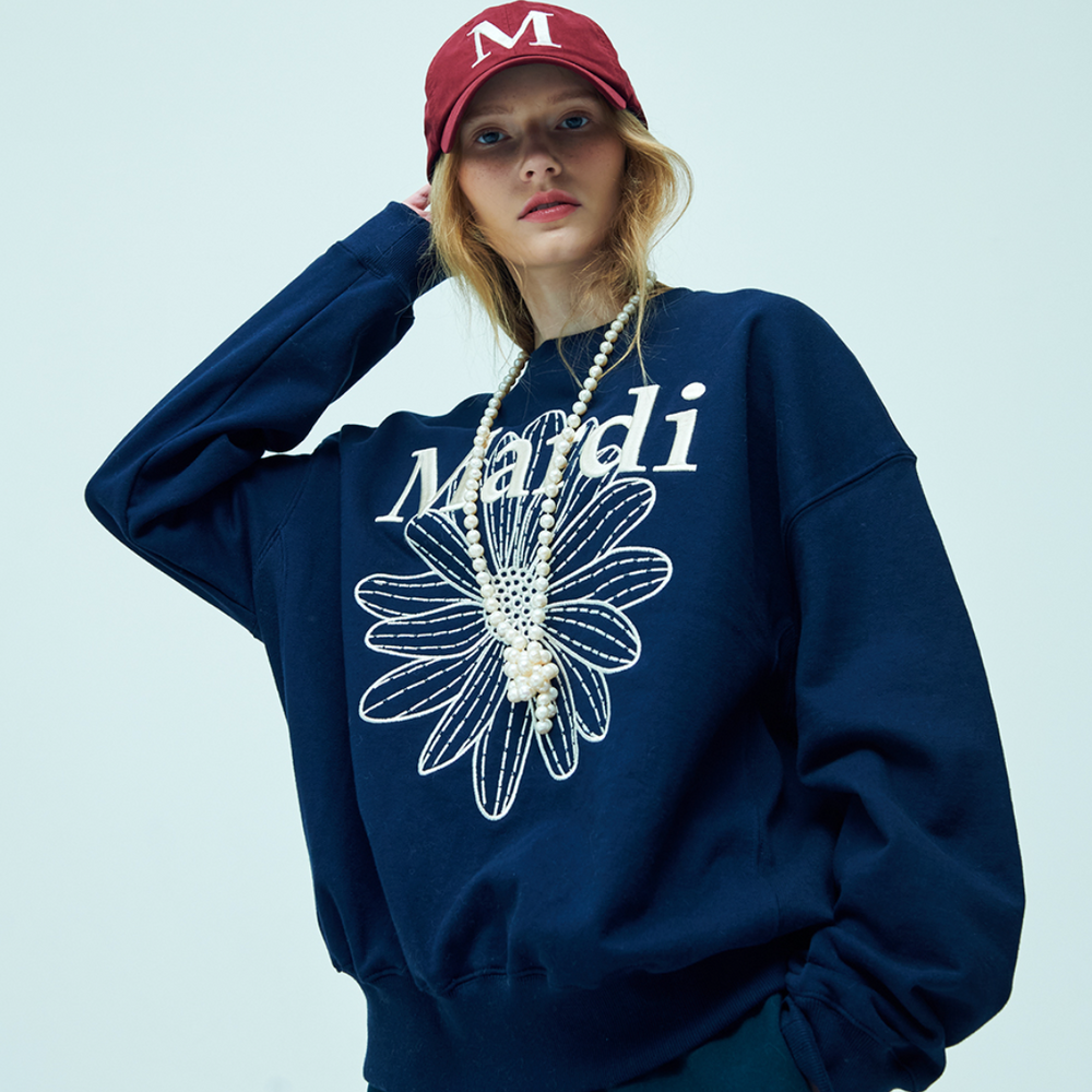 MARDI SWEATSHIRT FLOWERMARDI NEEDLEWORK_NAVY CREAM