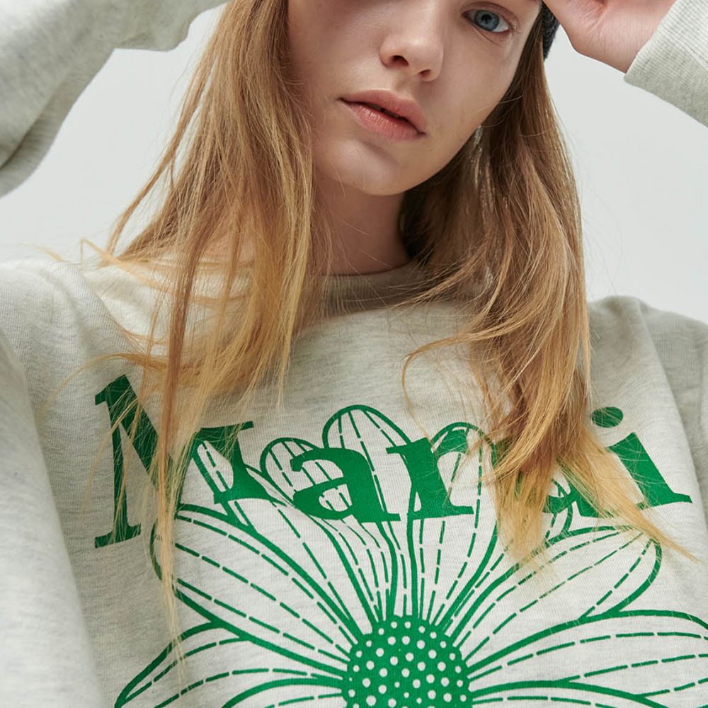 MARDI SWEATSHIRT FLOWERMARDI_OATMEAL GREEN