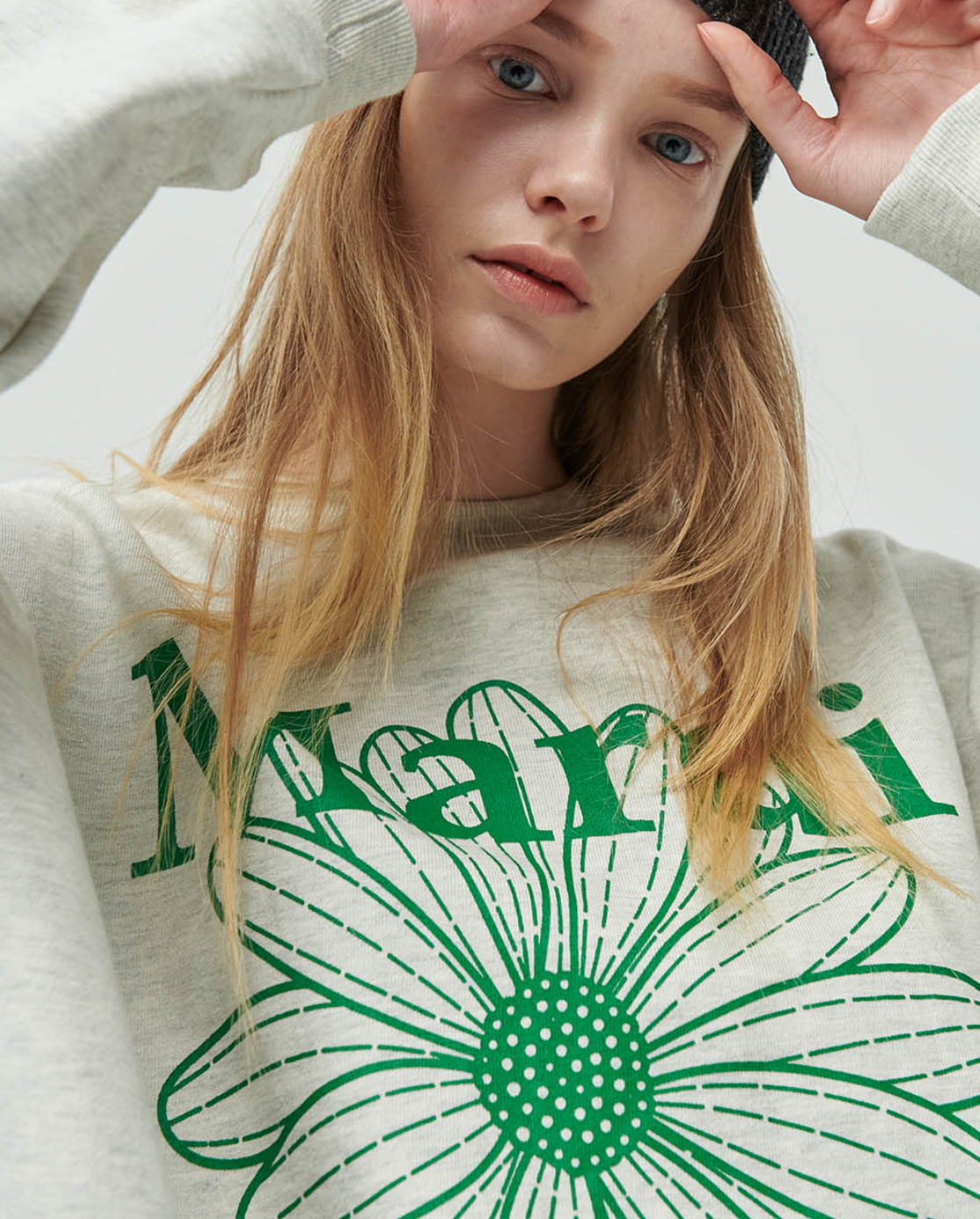 MARDI SWEATSHIRT FLOWERMARDI_OATMEAL GREEN