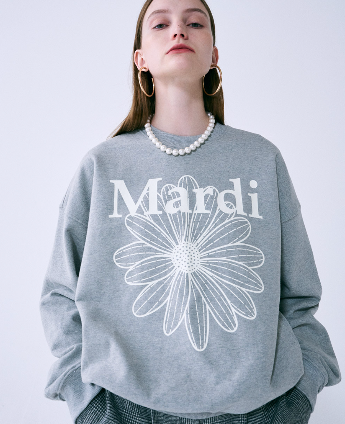 MARDI SWEATSHIRT FLOWERMARDI_GREY IVORY