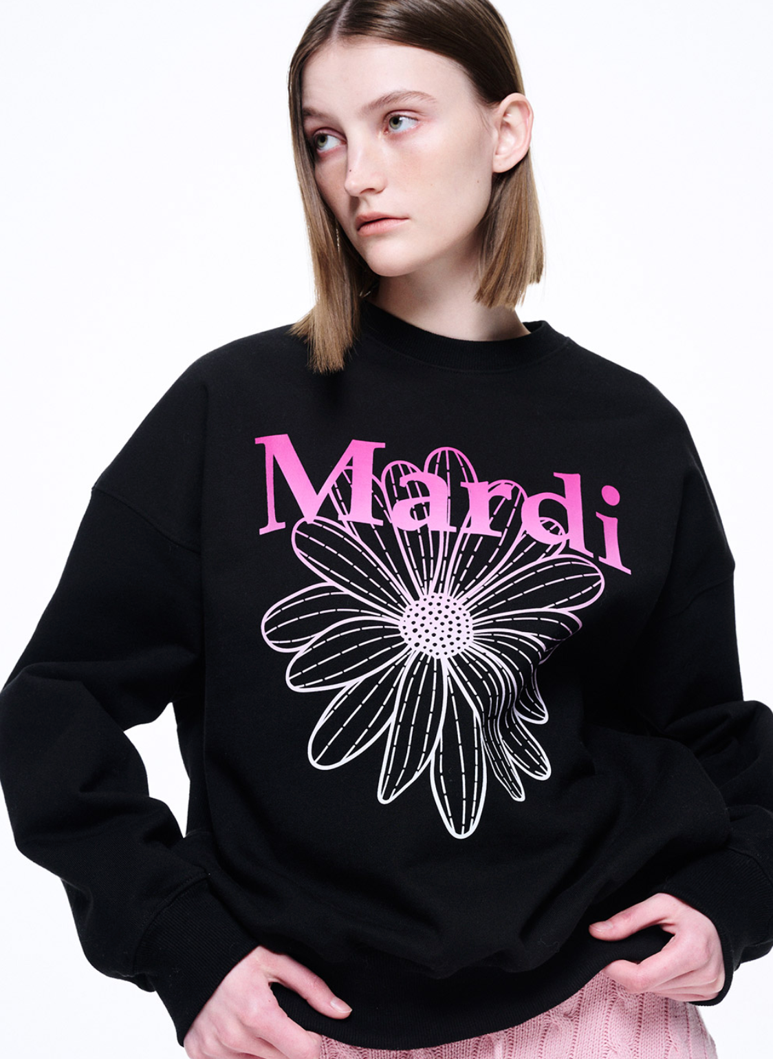 MARDI SWEATSHIRT FLOWERMARDI GRADATION_BLACK PINK