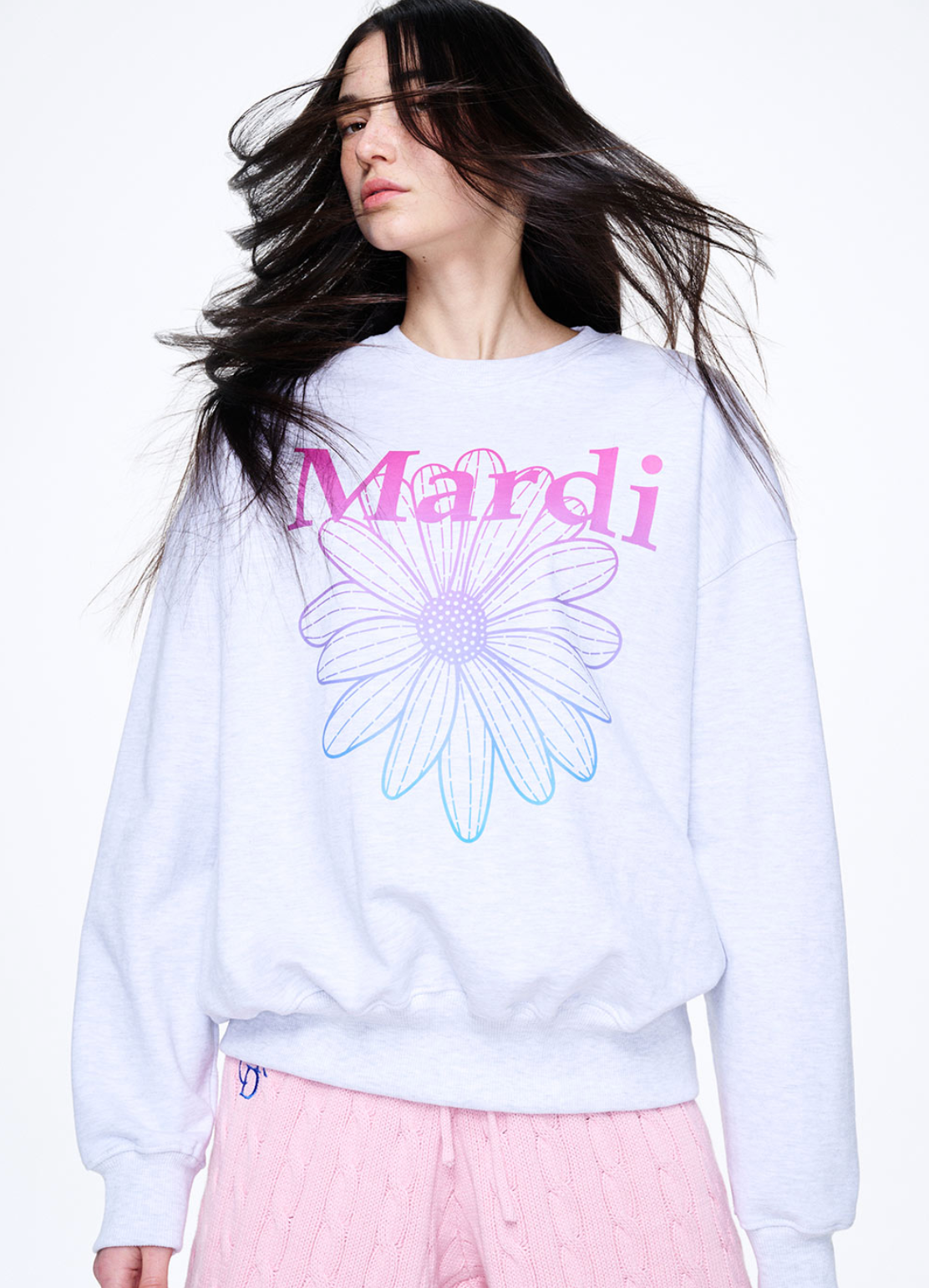 MARDI SWEATSHIRT FLOWERMARDI GRADATION_HEATHER PURPLE