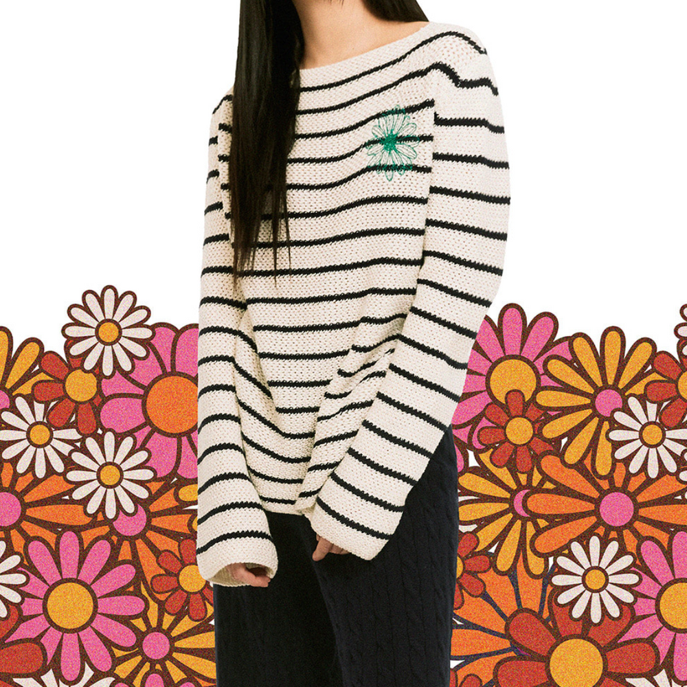 MARDI COTTON PULLOVER LONG SLEEVE STRIPE_IVORY GREEN