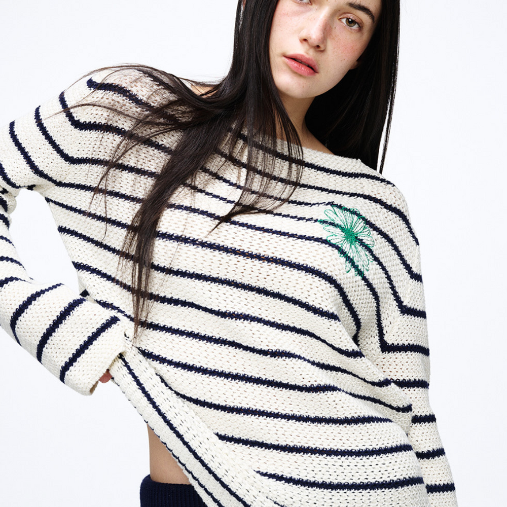 
                  
                    MARDI COTTON PULLOVER LONG SLEEVE STRIPE_IVORY GREEN
                  
                