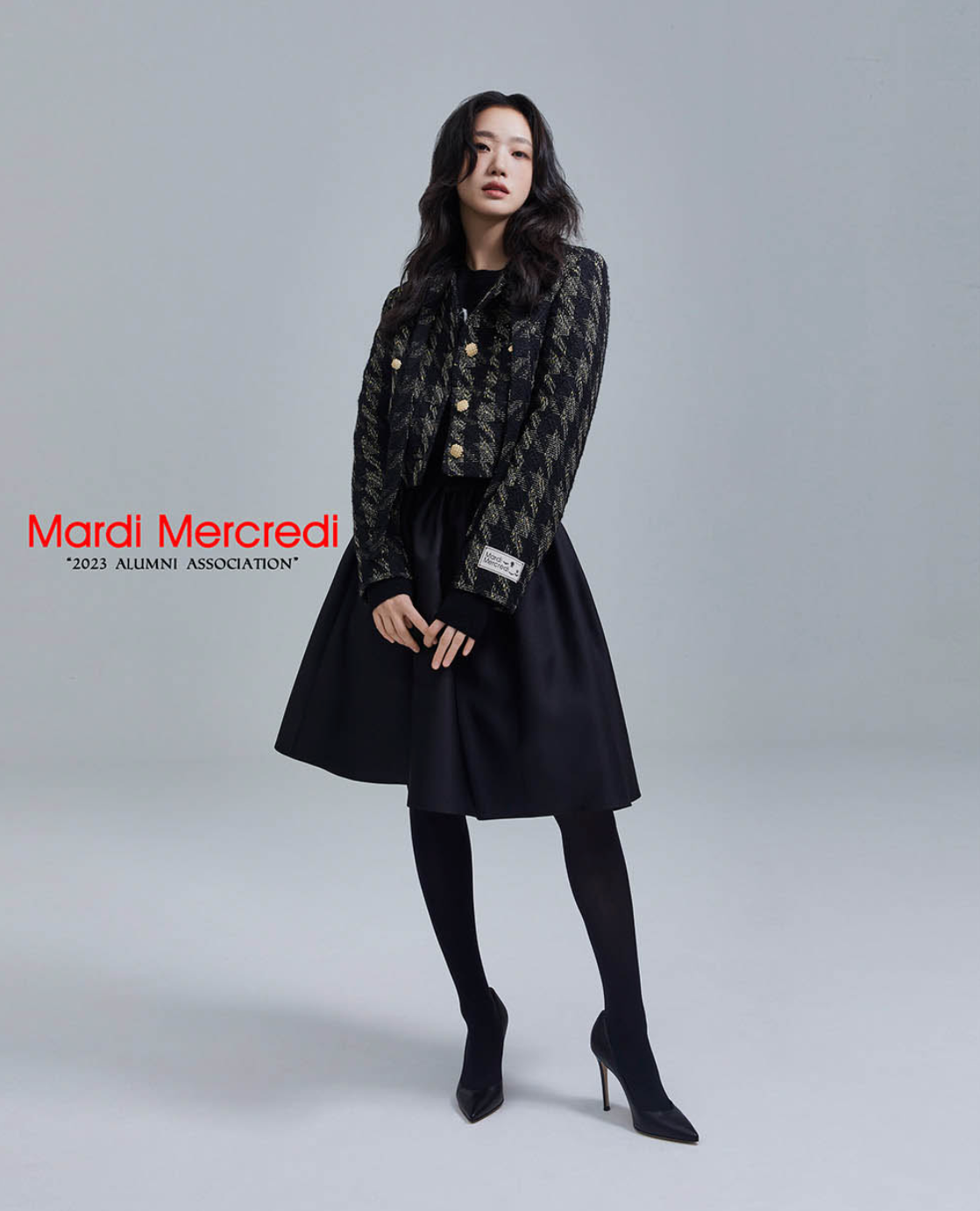 MARDI TWEED CROPPED JACKET TIE NECK_BLACK