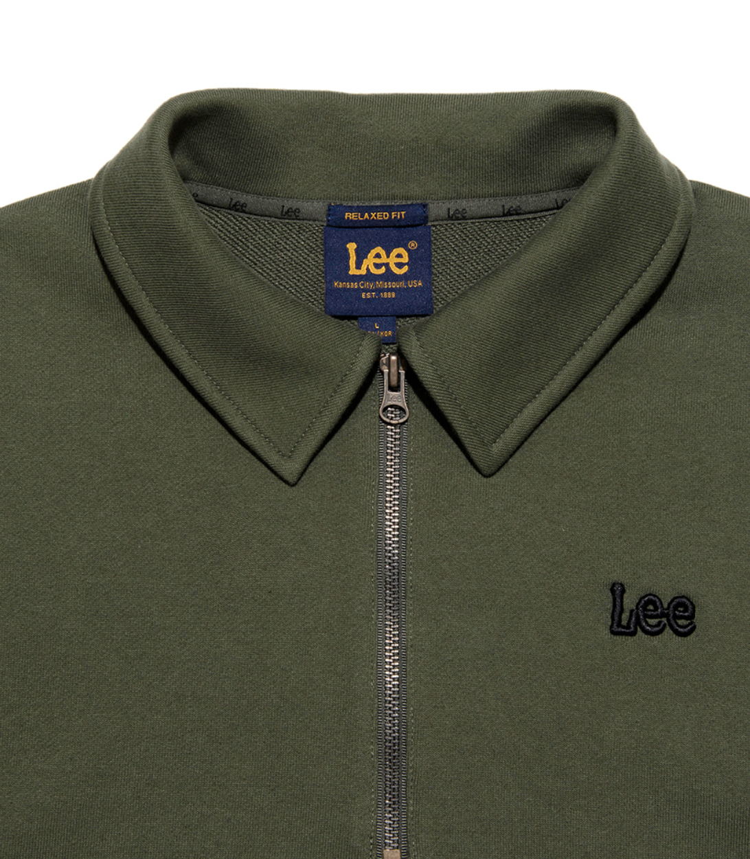 LEE Small Twitch Half Zip Up Collar Sweatshirt KHAKI