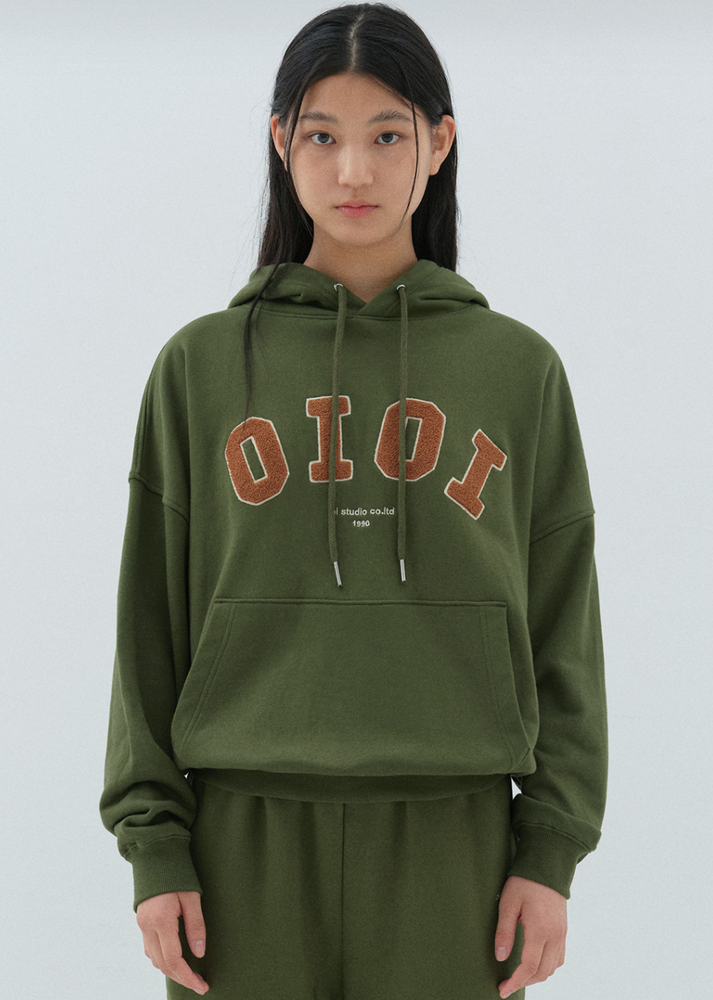 O!Oi SIGNATURE BOUCLE HOODIE KHAKI