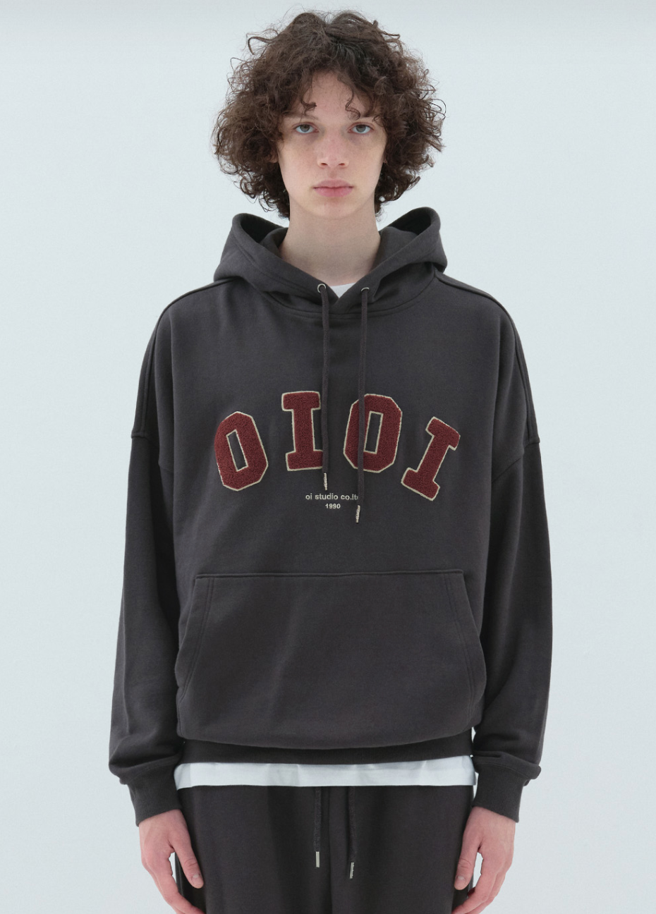 O!Oi SIGNATURE BOUCLE HOODIE DARK GREY