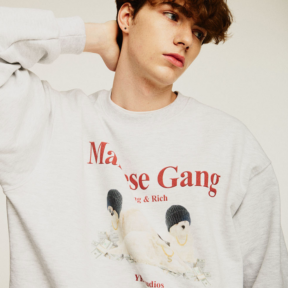 WAIKEI Maltese Gang Sweatshirts MELANGE WHITE