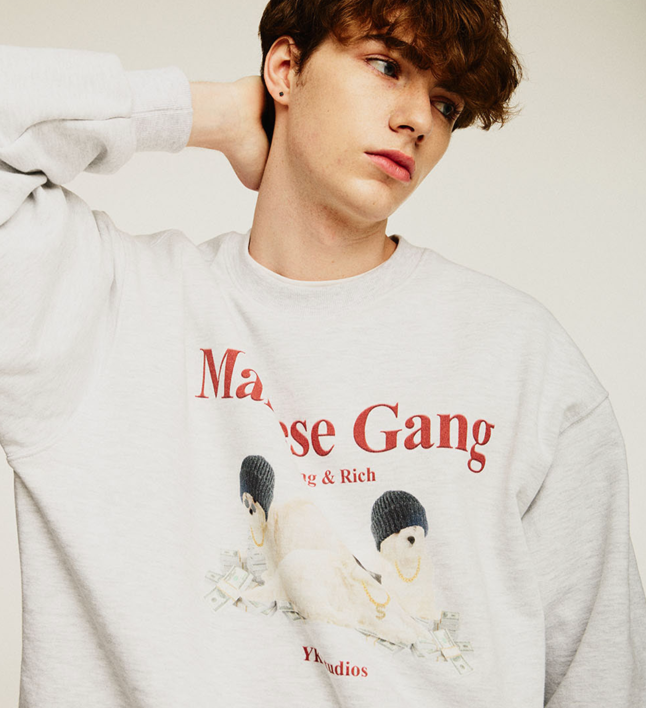 WAIKEI Maltese Gang Sweatshirts MELANGE WHITE