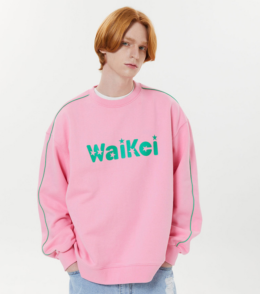 WAIKEI Piping Star Logo Sweatshirts PINK