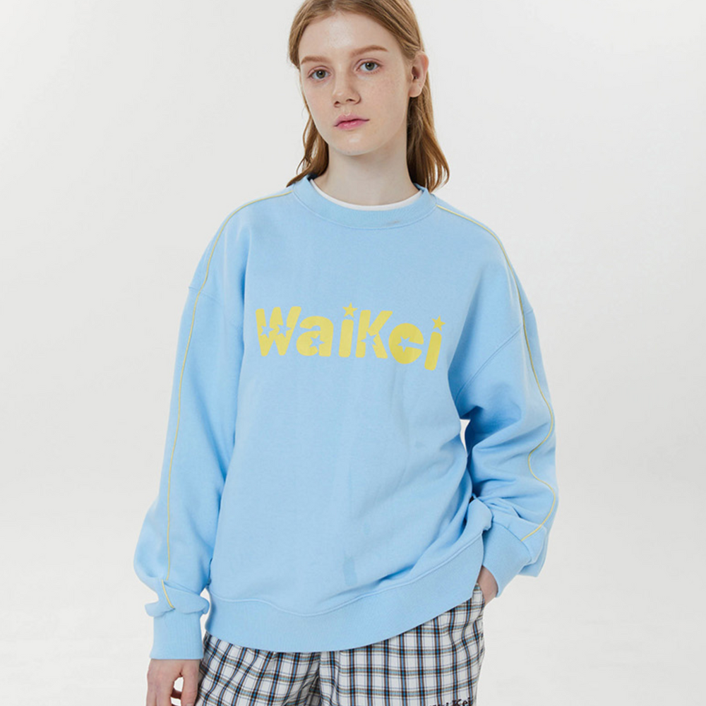 WAIKEI Piping Star Logo Sweatshirts SKYBLUE