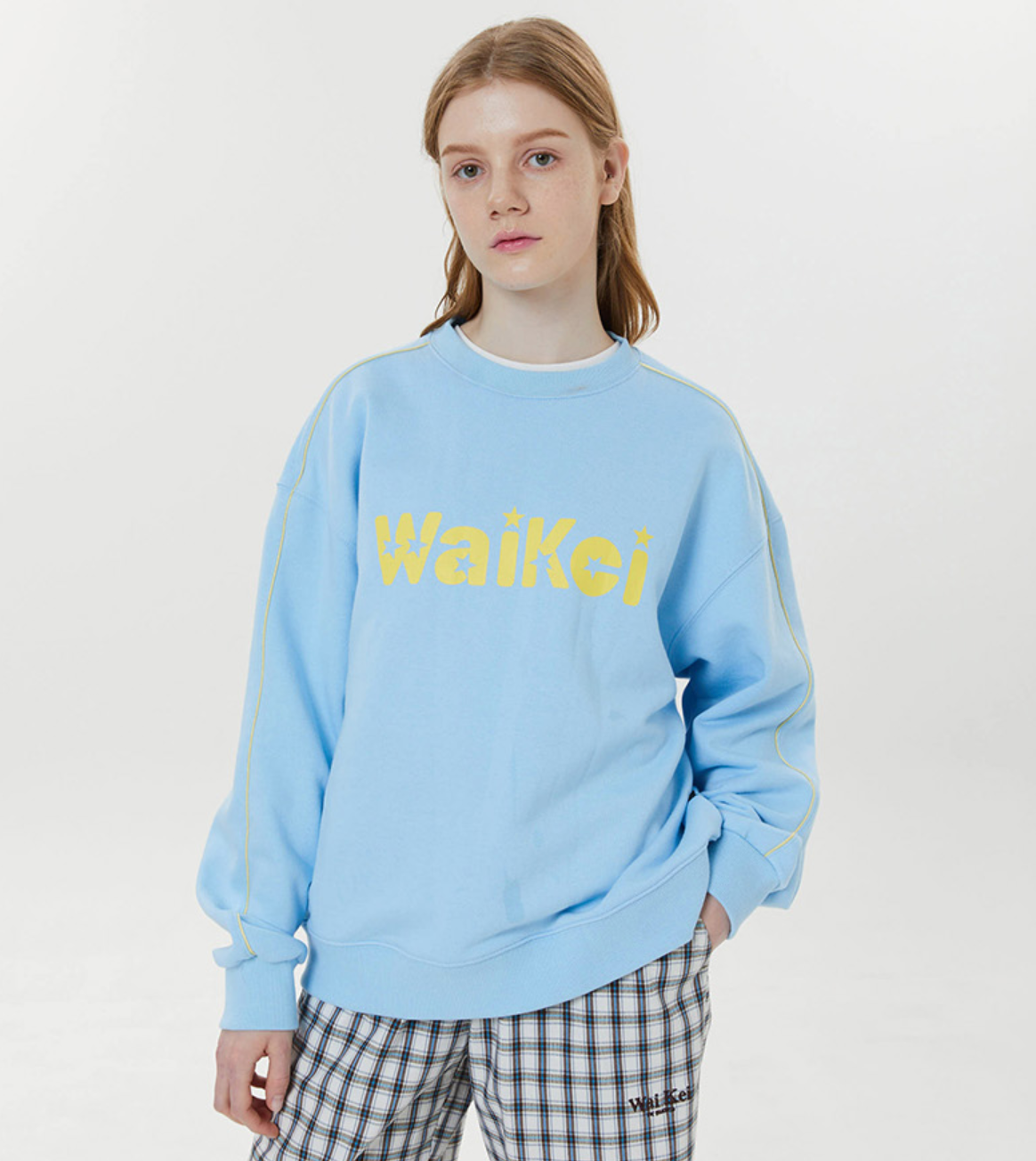 WAIKEI Piping Star Logo Sweatshirts SKYBLUE