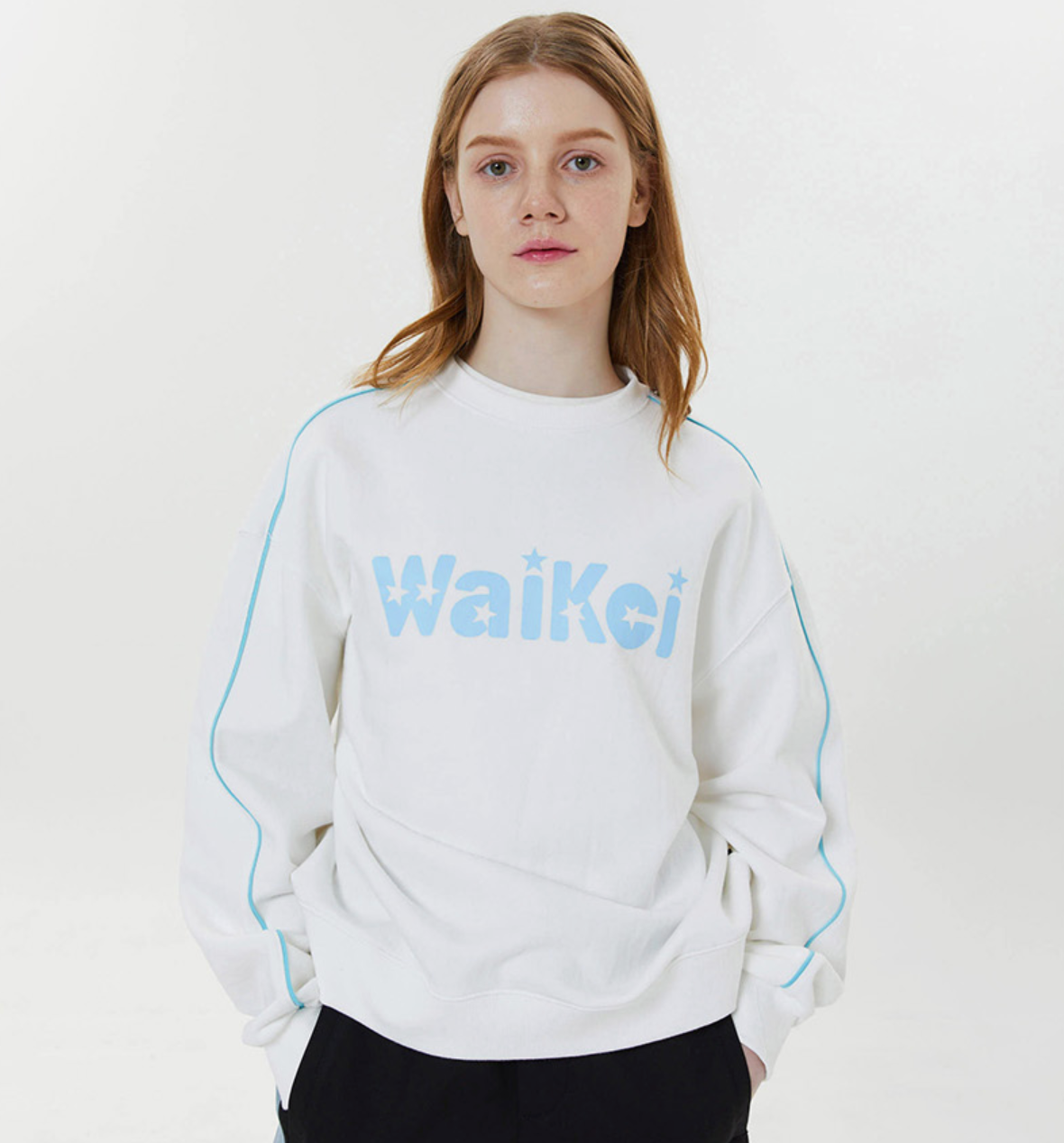 WAIKEI Piping Star Logo Sweatshirts GREY