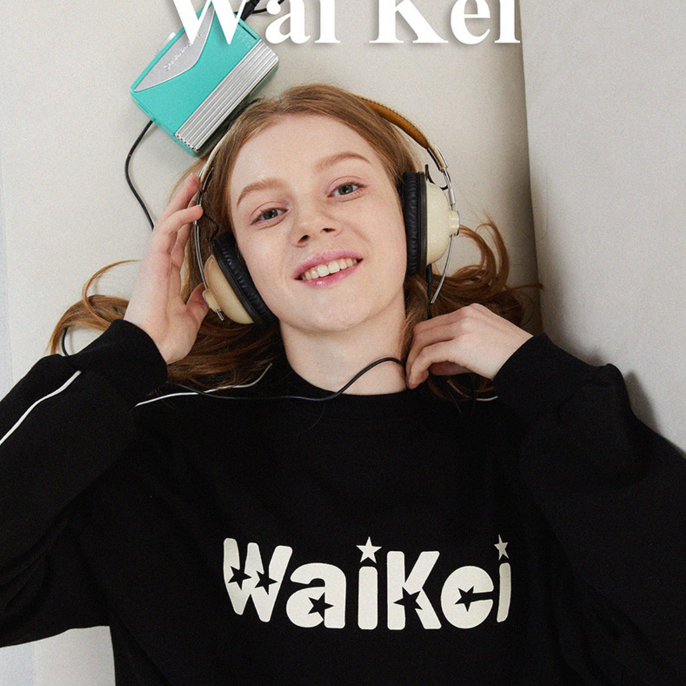 WAIKEI Piping Star Logo Sweatshirts BLACK