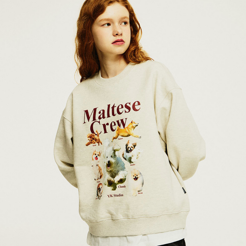 WAIKEI Maltese Crew Sweatshirts OATMEAL