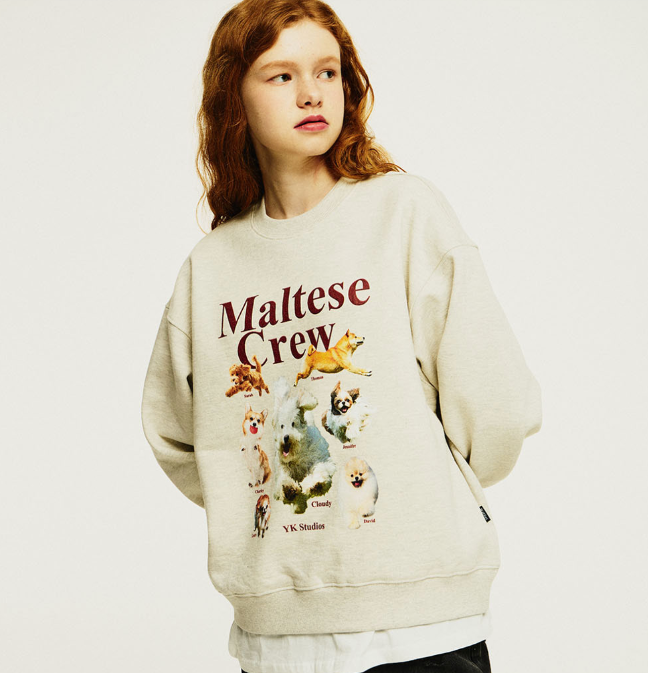 WAIKEI Maltese Crew Sweatshirts OATMEAL