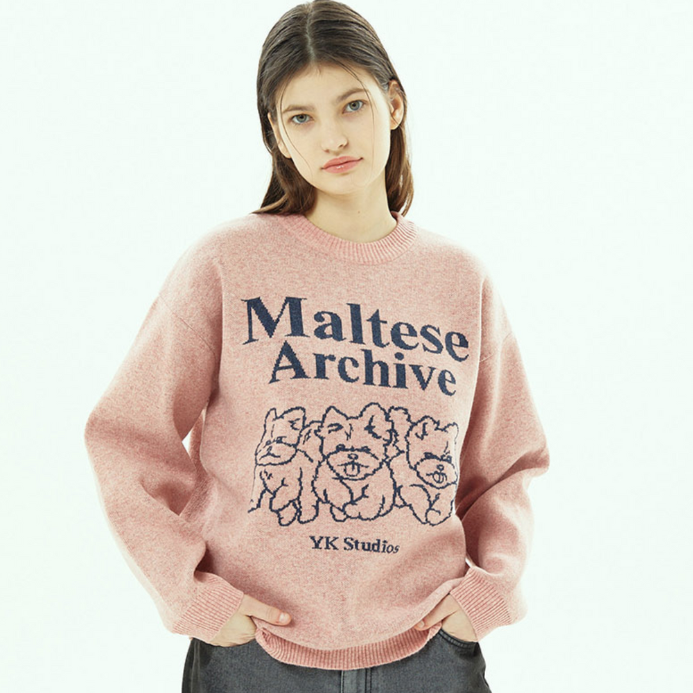 WAIKEI Maltese Archive Line Graphics Knit PINK