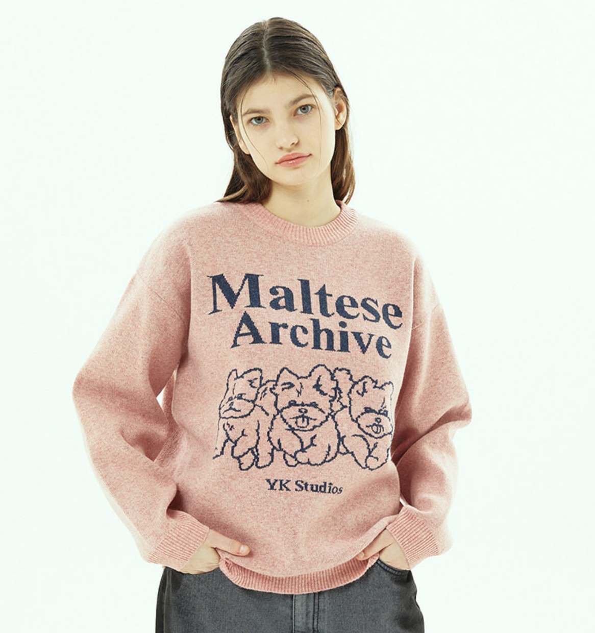 WAIKEI Maltese Archive Line Graphics Knit PINK