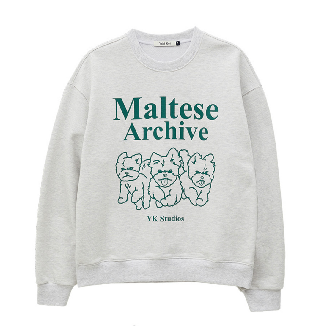 WAIKEI Maltese Archive Line Graphic Sweatshirts MELANGE WHITE