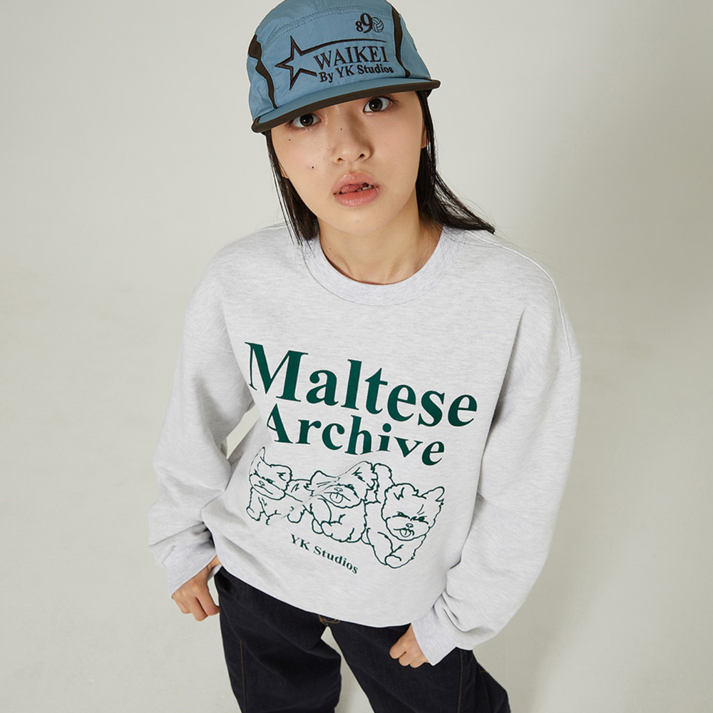 WAIKEI Maltese Archive Line Graphic Sweatshirts MELANGE WHITE