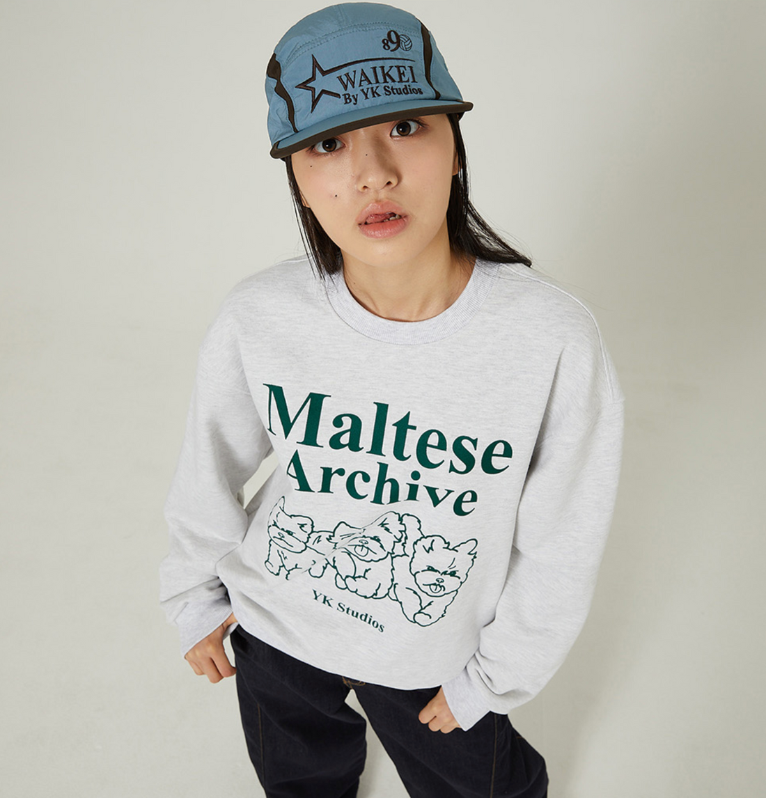 WAIKEI Maltese Archive Line Graphic Sweatshirts MELANGE WHITE