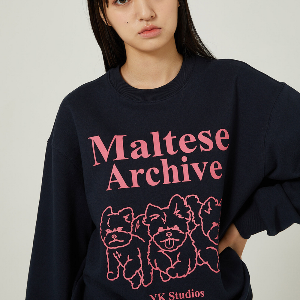 WAIKEI Maltese Archive Line Graphic Sweatshirts NAVY