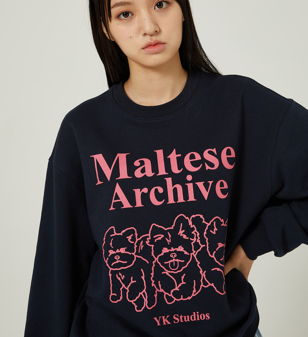 WAIKEI Maltese Archive Line Graphic Sweatshirts NAVY