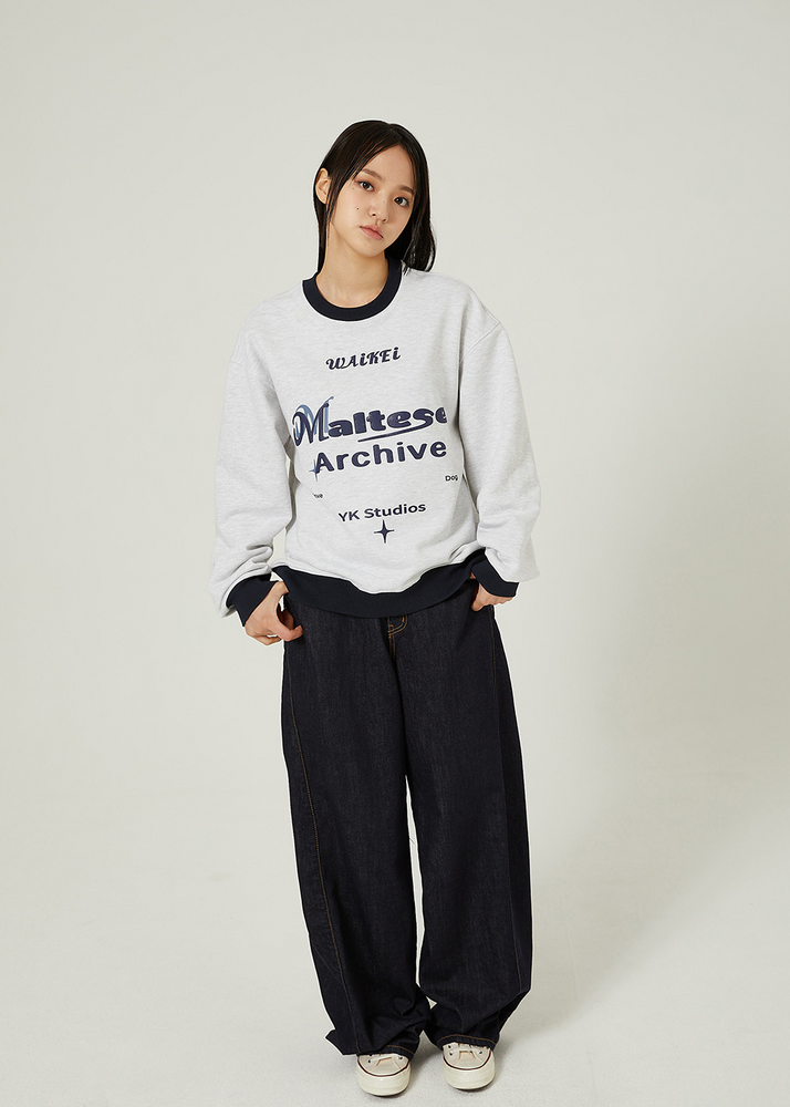 
                  
                    WAIKEI Typography Ringer Sweatshirts MELANGE WHITE
                  
                