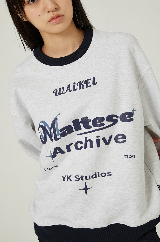 
                  
                    WAIKEI Typography Ringer Sweatshirts MELANGE WHITE
                  
                