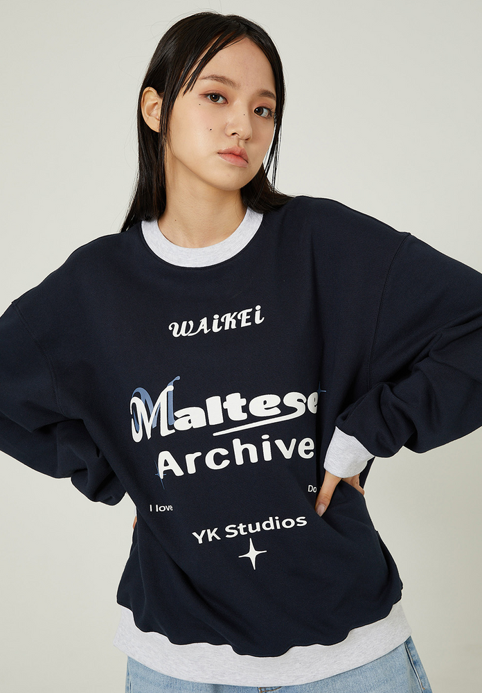 
                  
                    WAIKEI Typography Ringer Sweatshirts NAVY
                  
                