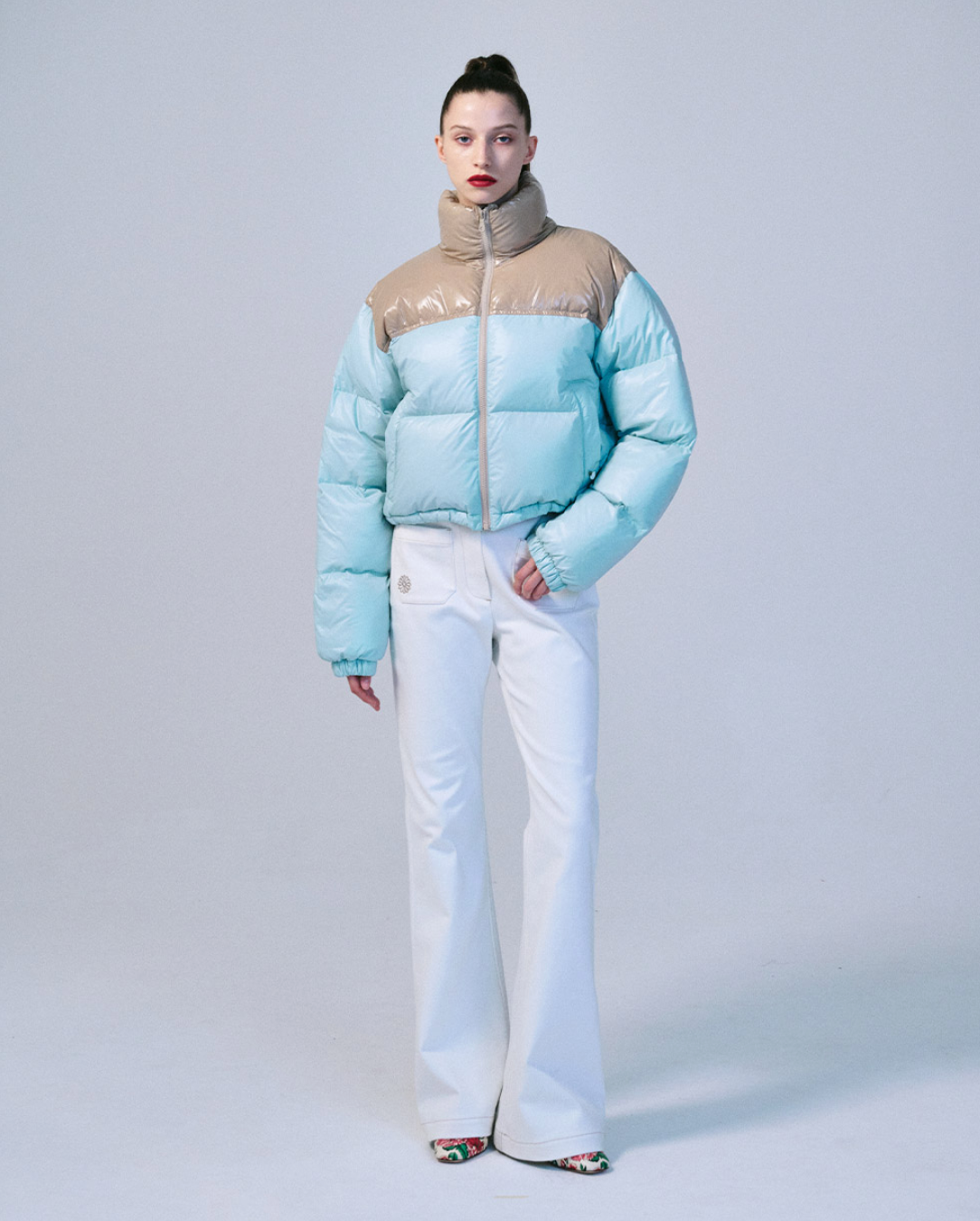 MARDI CROPPED DOWN JACKET COLOR BLOCK_MINT