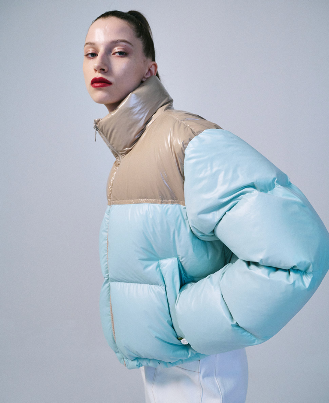 MARDI CROPPED DOWN JACKET COLOR BLOCK_MINT