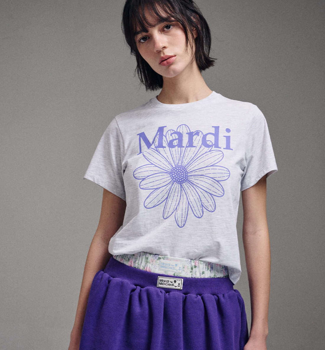 【IN STOCK】MARDI SLIM TSHIRT FLOWERMARDI_HEATHER PURPLE