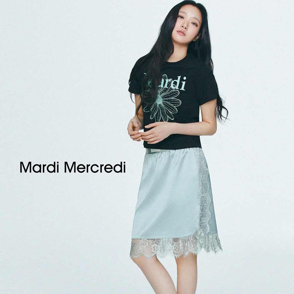 MARDI SLIM TSHIRT FLOWERMARDI_BLACK MINT