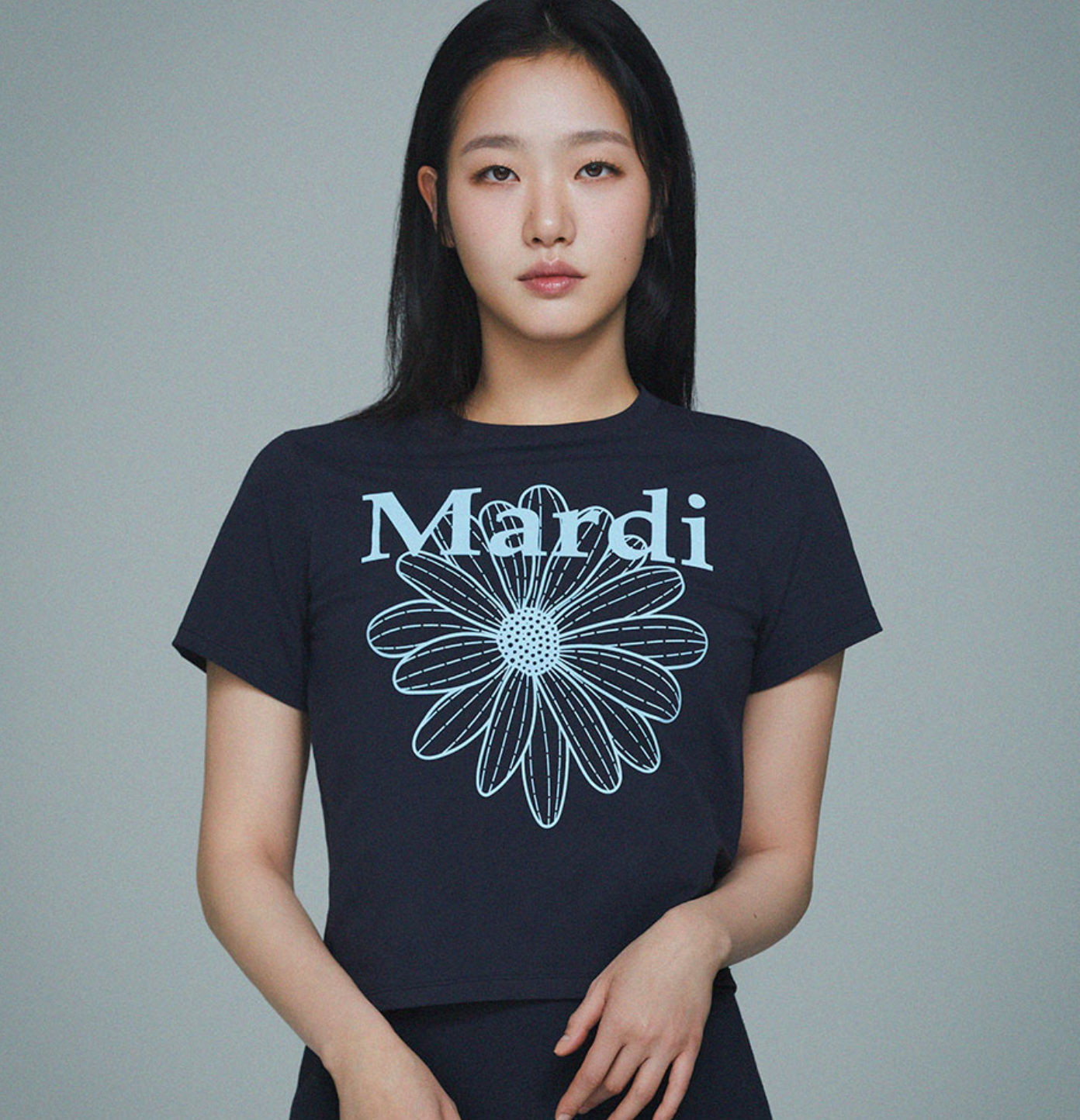 MARDI SLIM TSHIRT FLOWERMARDI_NAVY SKY