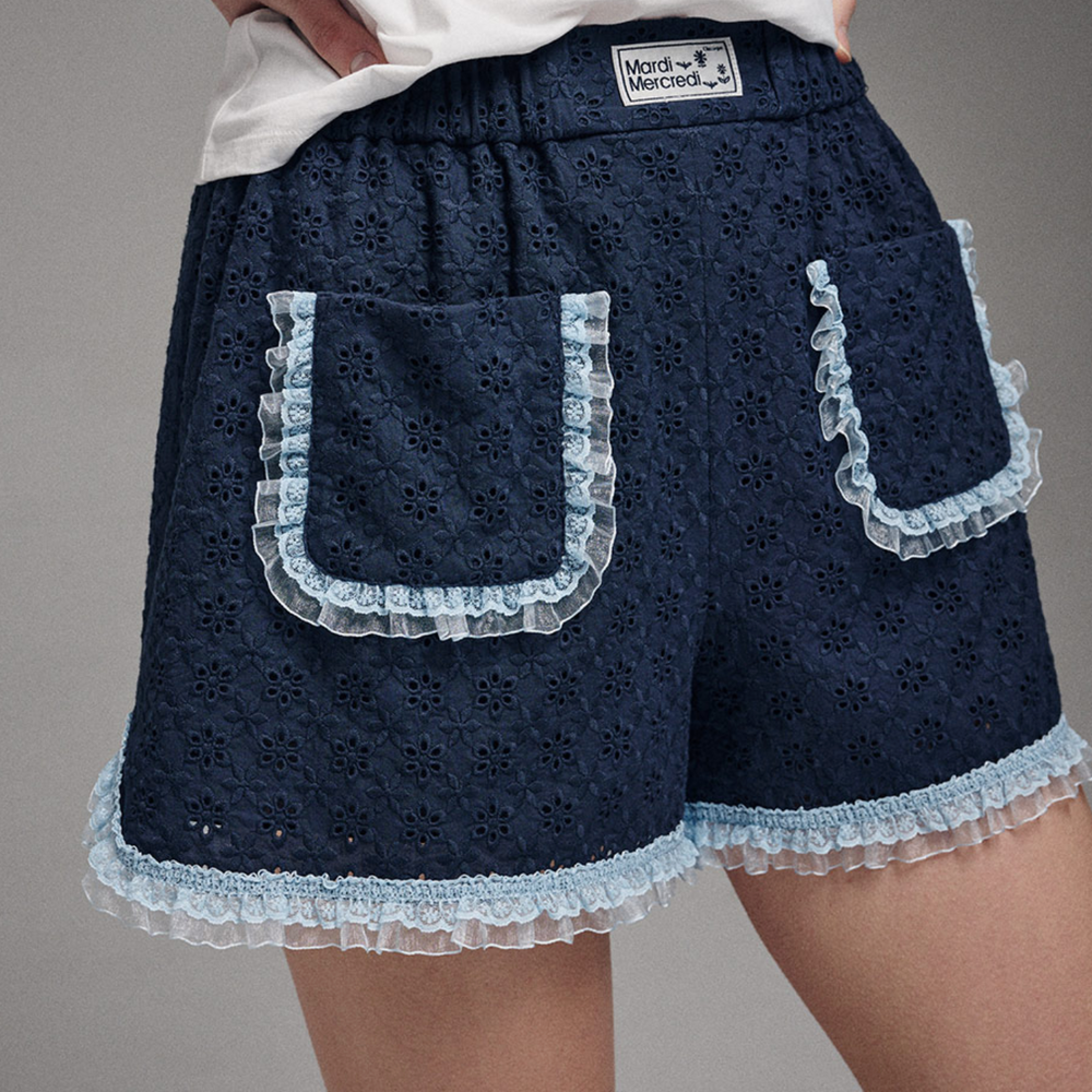 MARDI SHORTS EYELET FRILL_NAVY