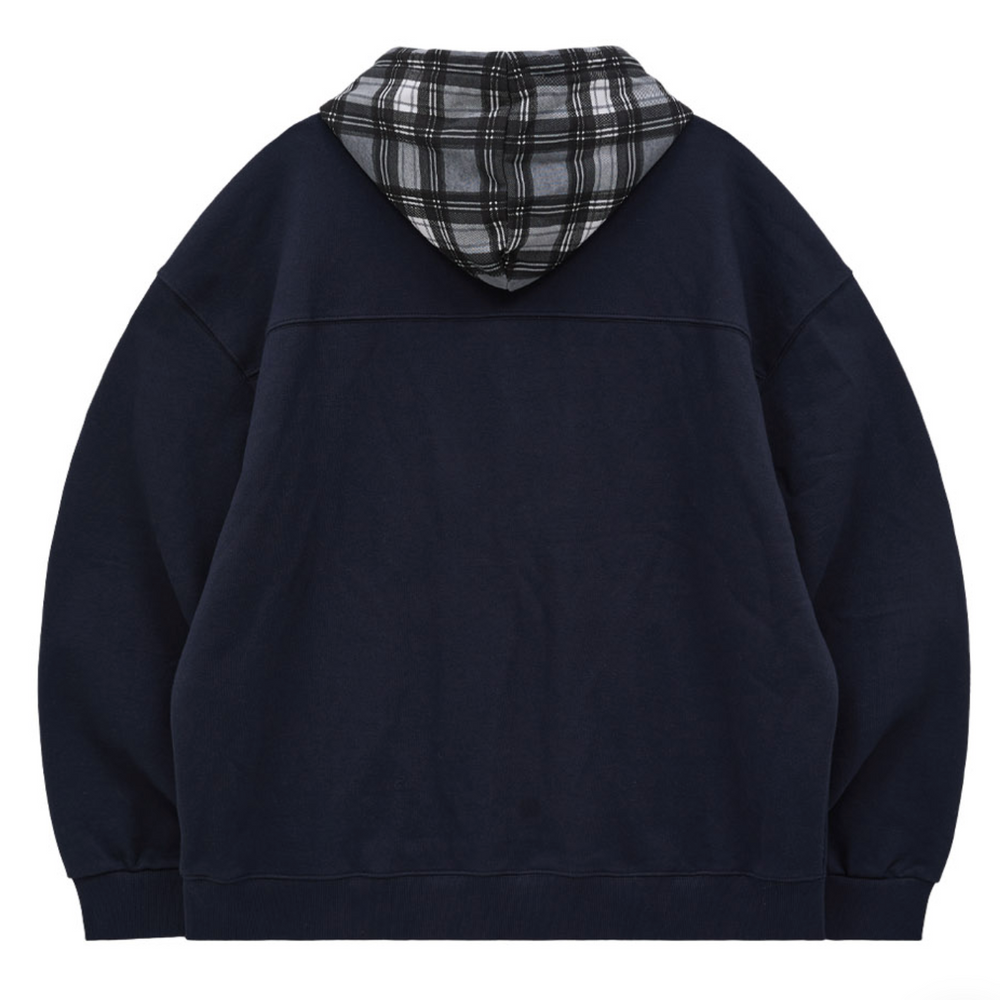 WAIKEI 89 Logo Check Hoodie Navy