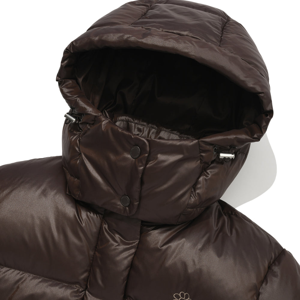 
                  
                    Glossy Short Hooded down Jacket Brown
                  
                