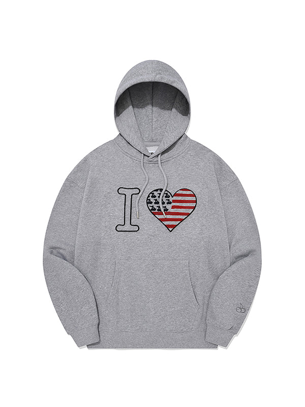 KIRSH  I LOVE KIRSH LOOSE-FIT HOODIE MELANGE GREY