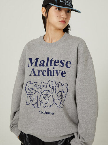 WAIKEI Maltese Archive Line Graphic Sweatshirts GREY