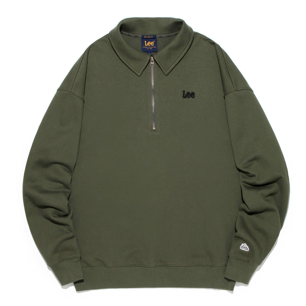 LEE Small Twitch Half Zip Up Collar Sweatshirt KHAKI