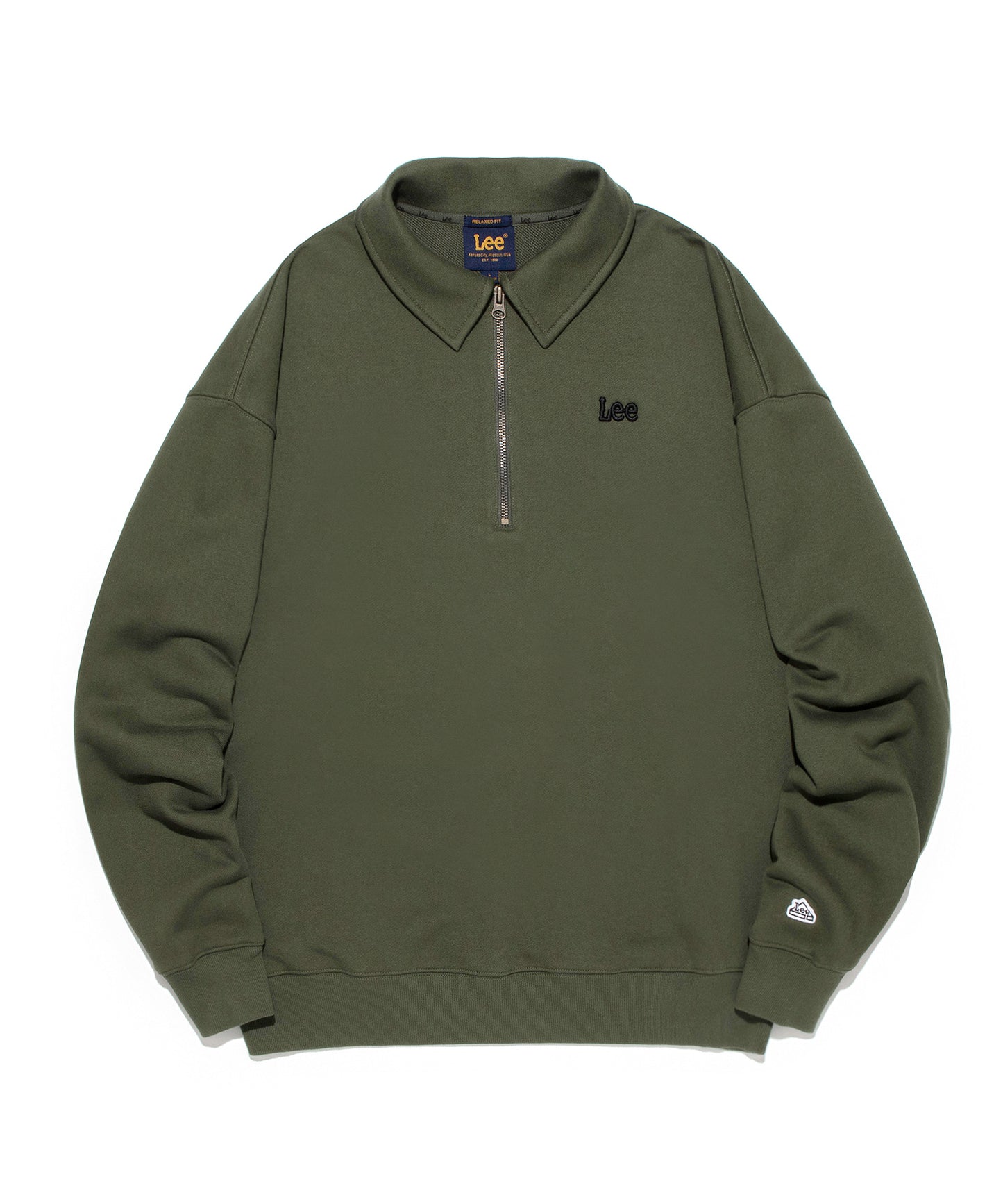 LEE Small Twitch Half Zip Up Collar Sweatshirt KHAKI