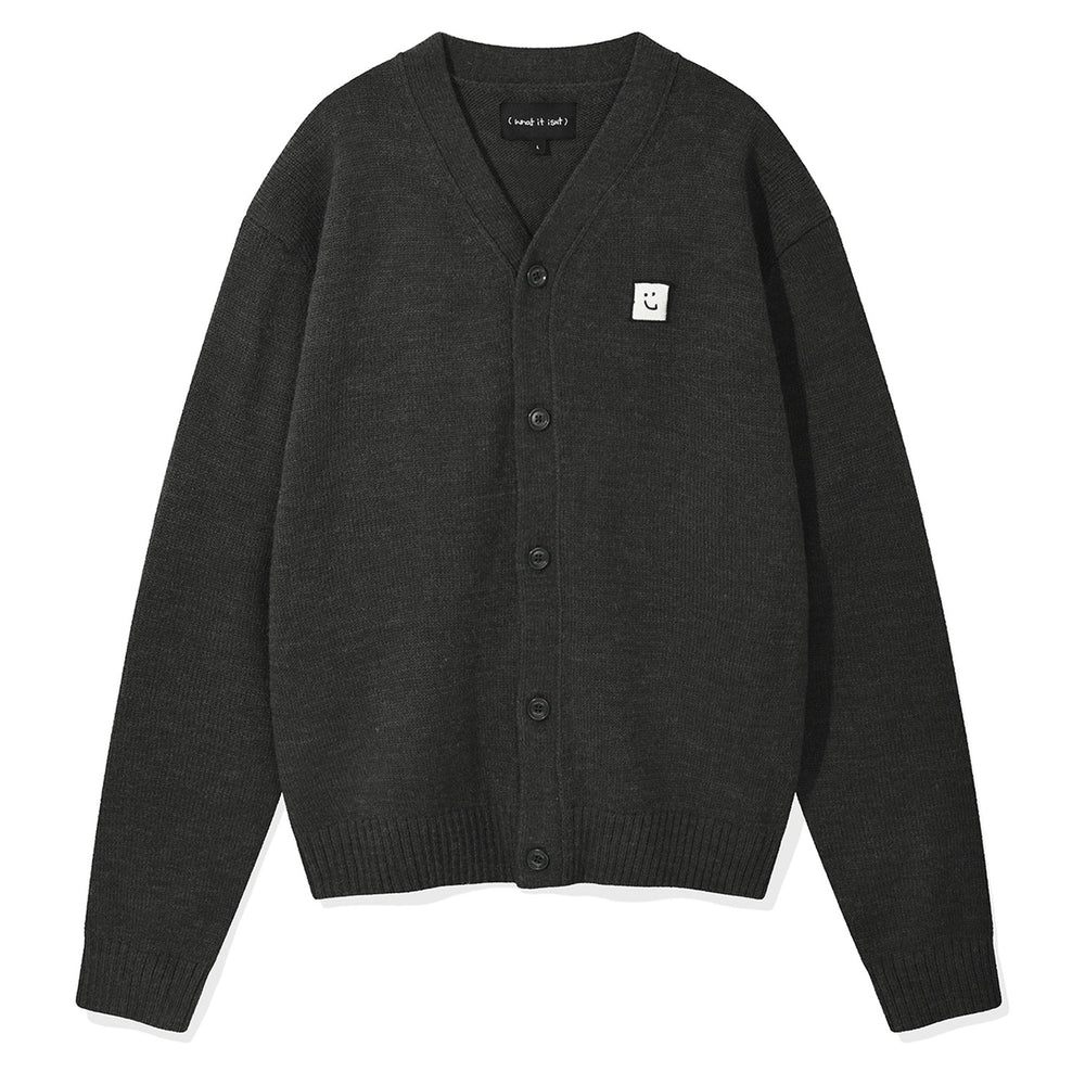 Wool V-neck Cardigan Charcoal