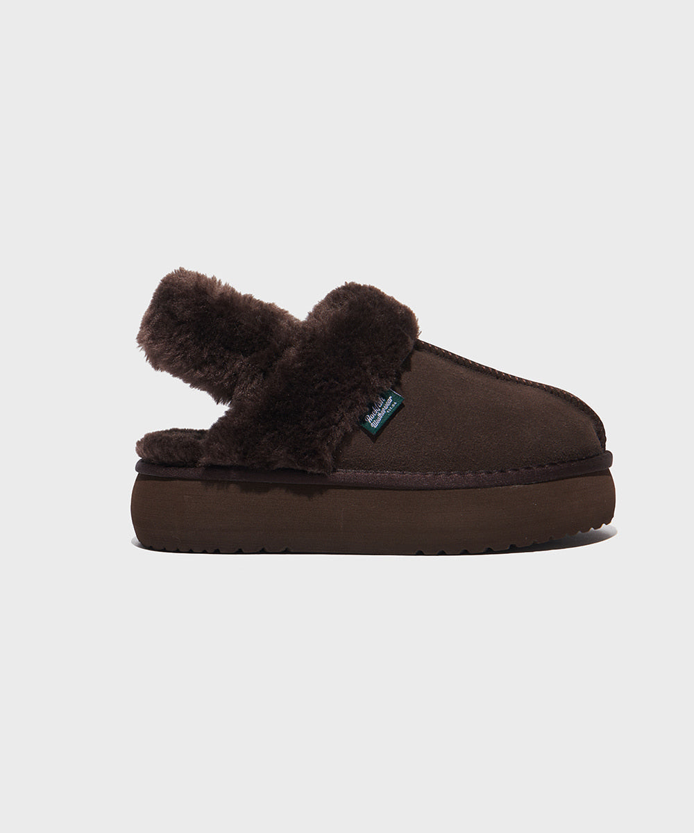 ROCKFISH CLOUDY FLATFORM FUR SLINGBACK - CHOCO