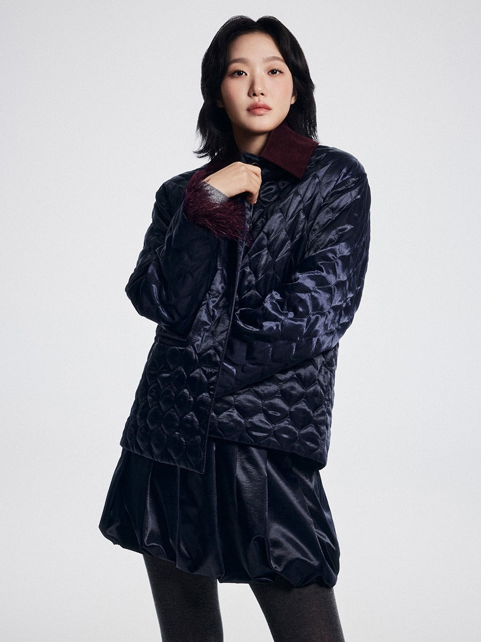 MARDI QUILTED OSTRICH JACKET_NAVY