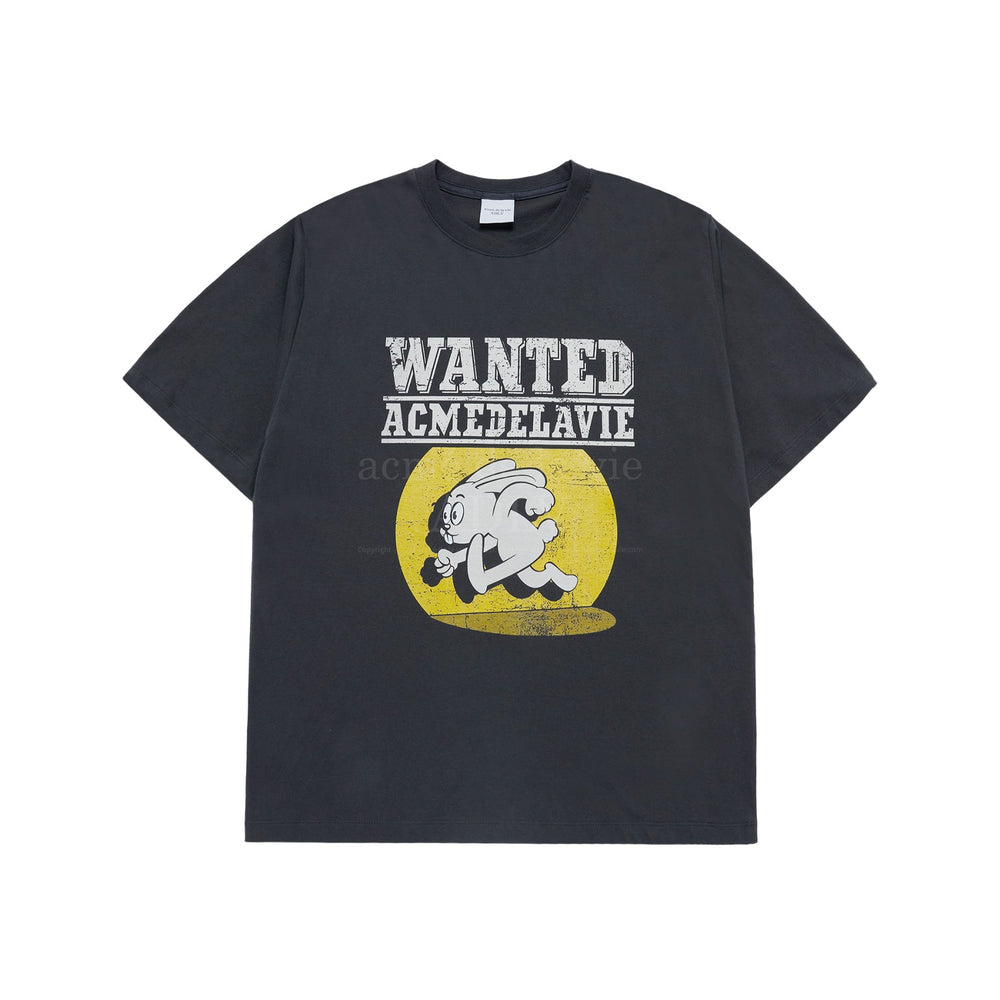 ADLV WANTED RABBIT ARTWORK SHORT SLEEVE T-SHIRT CHARCOAL